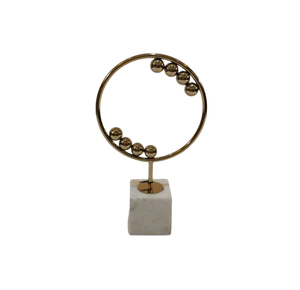 Escultura abstracta de mesa moderna, forma única, color dorado, acabado con mármol para escritorio de oficina, mesa decorativa, escultura para el hogar - Product Image 4