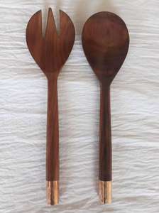 Ensemble de couverts en bois naturel écologique pour la vaisselle, la cuisine, la décoration de la maison, le mélange et le service de salades - Product Image 3