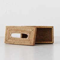 Boîte à mouchoirs rectangulaire en rotin naturel écologique tissé à la main avec couvercle OEM accepté