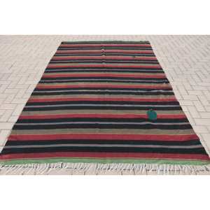 Alfombra de área grande turca de 6x9, 3 pies, clásica, negra, roja, diseño de retazos, Material de lana, rectángulo de látex para uso en la habitación del pasillo - Product Image 1