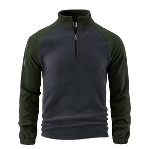 Sweat à capuche en polaire polaire pour homme, automne et hiver, avec col montant, demi-zip, manches longues, pull-over - Product Image 4