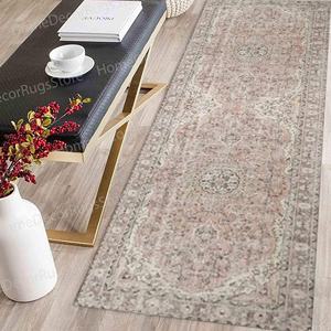 Alfombra con Estampado Floral Suave, Diseño Turco Oushak Decolorado, Antideslizante, Fácil de Limpiar, Alfombra de Terciopelo de Lujo - Product Image 5