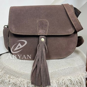 Bolso de Mano de Gran Capacidad de Marcas Famosas Más Vendidas para Mujer, Bolso Cruzado de Cuero de Gamuza Genuino de Diseñador y Bolso con Borla - Product Image 1