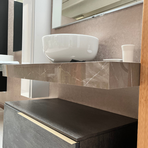 Estante de Porcelana Efecto Mármol Beige Hecho a Mano en Italia, 120x50x10 cm, Acabado Brillante, Uniones a la Inglesa - Product Image 3