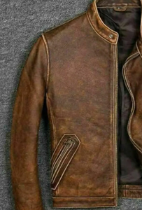 Veste en cuir de vache véritable marron hommes pour motards Racer vestes de moto vintage toutes tailles avec logo et étiquette personnalisés - Product Image 3