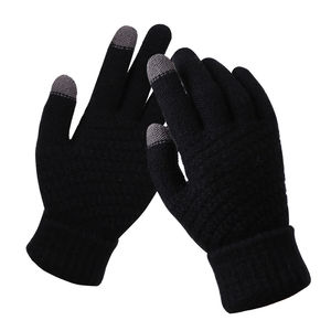 <b>Wool</b> Fleece-Lined Knitted Touchscreen Casual Winter <b>Mittens</b> for Men Women Twill Style Multifunction Outdoor Use - Product Image 5