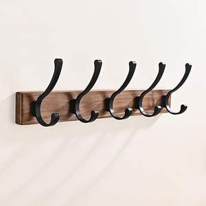 Porte-manteau mural et étagère en bois véritable fait main, moderne et économique, pour la décoration de la maison avec un look haut de gamme - Product Image 6