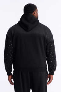Nouveau sweat à capuche noir pour homme avec strass, 100 % coton, pull décontracté de haute qualité, logo personnalisé, fabrication artisanale, style vintage, automne - Product Image 2