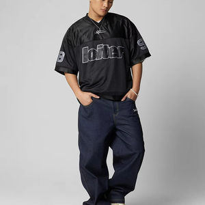 T-shirt de sport pour homme en maille de polyester respirante, coupe ample et surdimensionnée, avec logo personnalisé, impression sérigraphique, taille plus, tricoté court - Product Image 5