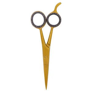 Tijeras para Barba y bigote con borde de afeitar de Color dorado, tijeras de salón de 5 ", acero inoxidable alemán con anillo de goma elegante - Product Image 5