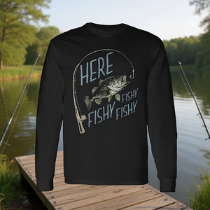 Camiseta promocional de manga larga Here Fishy Fishing - Product Image 3