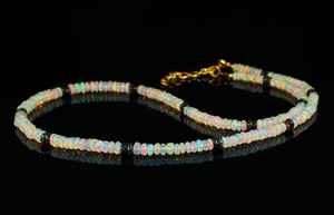 Collier en opale éthiopienne perlé, argent sterling, plaqué or, fait à la main, pour femmes, bijoux cadeau - Product Image 3