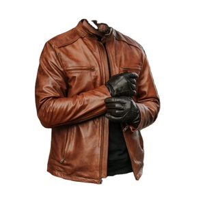 Logo personnalisé à manches longues 2023 dernière conception veste en cuir pour hommes disponible pour une tenue décontractée à bas prix - Product Image 5