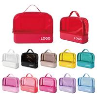 Pochette de rangement transparente en EVA avec logo personnalisé, imperméable, lavable, pour accessoires de plage, maquillage, articles de toilette et voyages