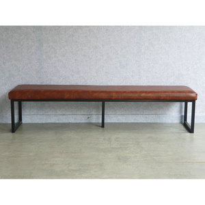 Industrial-Style Leather Upholstered Bench with <b>Adjustable</b> PU Cushion 200x40x45cm - Product Image 4