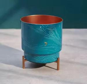 Design moderne gaufré fait à la main intérieur extérieur jardin jardinière Pot sol jardinières support pour la maison jardin décoration Pot de fleur - Product Image 2