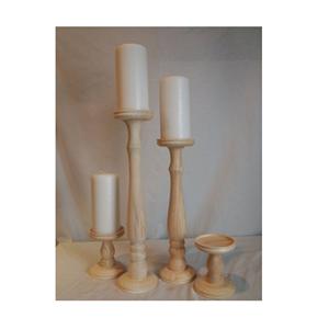 Juego de portavelas de madera, Juego de 3 portavelas de madera rústica mesa de casa blanca de la mejor calidad para, soporte de vela corto decorativo a bajo precio - Product Image 2