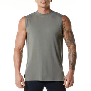 Camiseta sin mangas cómoda hecha a medida para hombre, servicio OEM, transpirable, precio al por mayor, camisetas sin mangas para hombre de colores sólidos - Product Image 1