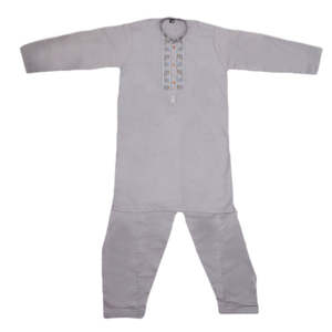 Traje Kurta Shalwar Bordado para Niños - Gris - Product Image 3
