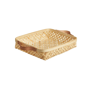 Artesanos vietnamitas, bandeja para servir frutas secas de bambú hechas a mano, bandeja para servir comida, restaurante, precio al por mayor de B2B - Product Image 1