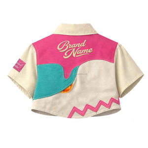 Camiseta de streetwear de alta calidad con cremallera para mujer, con logo estampado, oversize, corte boxy y corto, para hombre - Product Image 2