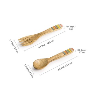 Juego de cuchara y tenedor de madera hecho a mano de suministro al por mayor para cocinar o servir ensaladas todos los días disponibles para la venta - Product Image 2