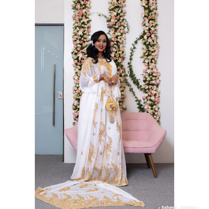 Nouveau Design Somalien Traditionnel Violet Mariage Dirac De Mariée Avec Perles D'or Travail À La Main Pour Les Femmes Musulmanes Somaliennes Ensemble De Dirac De Mariée - Product Image 4