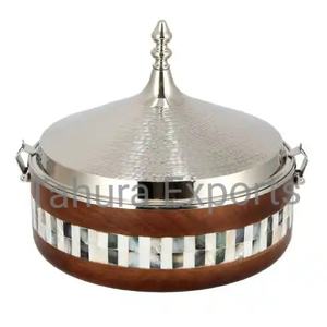 Decoración exclusiva para servir comida de Ramadán, cazuela de madera caliente con fregona, tapa de acero inoxidable, artículos de comedor, olla para servidor de alimentos - Product Image 1