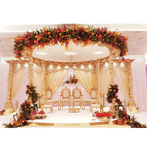 Increíble Mandap de Madera Tallada de Diseño Moderno, Decoración Glamorosa de Fibra para Bodas, Nuevo Estilo de Mandap de Madera en Australia - Product Image 1