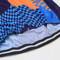 Maillot de cyclisme pour homme à manches courtes, motif à carreaux orange et bleu, léger, personnalisé, respirant, grande taille, tissu en maille, sport