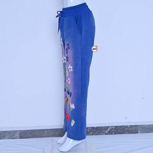 Trendy Flare Pant <b>Joggers</b> Sweatpants Washed Embroidered Design Printed Comfortable Fit Baggy Pants Fashionable Look Activewear - Product Image 3
