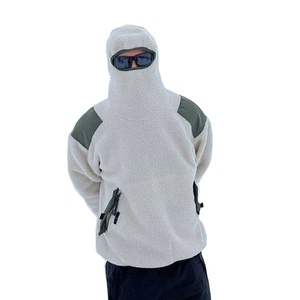 Heavyweight Fluffy Fleece Thick Warm Hoodies Custom Pockets <b>Sherpa</b> Masked Winter Street Wear Oversize Full Face Pullover Hoodies - Product Image 4