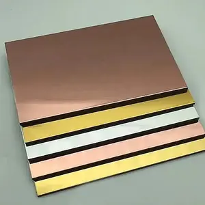 ACM ACP מגובה כסף טרוורטין דק זהב מראה acp לוח אלומיניום מורכב עבור קיר קישוט