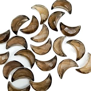 AAA Smoky Quartz Faceted Crescent Moon Shape Gemstone for Jewelry Making, Loose <b>Hand</b> Carved Quartz Carving Briolette Beads 12mm - Product Image 1