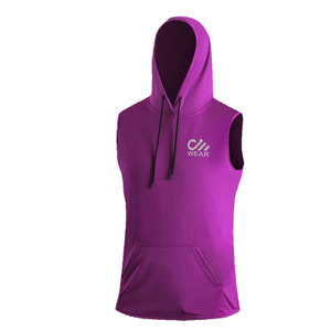 Sweats à capuche Streetwear sans manches Nouveaux sweats à capuche à la mode Séchage rapide Vêtements décontractés Hommes Gym Coton Sweats à capuche sans manches - Product Image 5