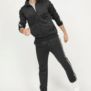 Chándales de cuello alto con cierre de cremallera para hombre, ligeros, personalizados, 100%, manga de poliéster, rayas, informales, lisos, en blanco - Product Image 2