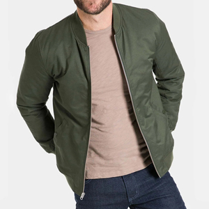 Chaqueta de bombardero verde con logotipo personalizado para hombre, chaqueta de invierno de talla grande con cuello levantado, chaqueta de bombardero de calidad para hombre, servicio OEM - Product Image 2