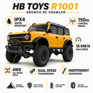 รถบังคับวิทยุ HB Toys R1001 Bronco ขนาด <span class=keywords><strong>1</strong></span>:10 ขับเคลื่อน 4 ล้อ สำหรับทุกสภาพพื้นผิว พร้อมระบบเกียร์สองระดับ และโช้คอัพแบบอิสระ - Product Image 2