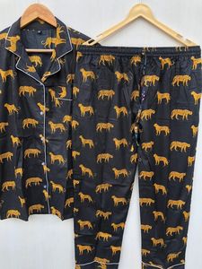 Pijama de mujer, pijama de algodón con estampado de Tigre, vestido de dormir cómodo, Conjunto de pijama de mujer, ropa de dormir cómoda, pijama indio hecho a mano, - Product Image 5