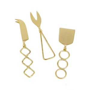 Juego de cuchillos para queso de 3 piezas con mango de anillo de diseñador de acero inoxidable con logotipo personalizado a un precio asequible - Product Image 1
