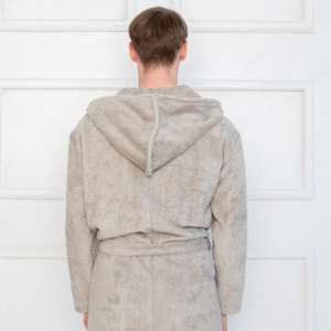 เสื้อคลุมอาบน้ำสำหรับผู้ชายชุดคลุมอาบน้ำผ้าฝ้ายน้ำหนักเบาเรียบใส่สบาย - Product Image 3