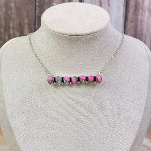 Handmade Rhodium/Gold Plated Sterling Silver Cotton <b>Candy</b> Turquoise Bezel Setting <b>Necklace</b> Unique Pastel Gemstone Jewelry - Product Image 4