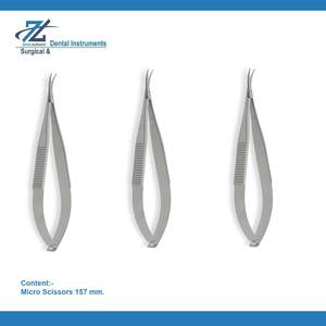 Micro-ciseaux avec manche plat, longueur de lame standard 7 mm, micro-ciseaux standard en acier inoxydable 157 mm, Pakistan - Product Image 2