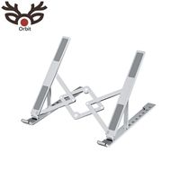 Support pour ordinateur portable/tablette Global Orbit GO-Z33B réglable et pliable en aluminium et silicone pour ordinateurs portables/tablettes de 10 à 17 pouces - Noir