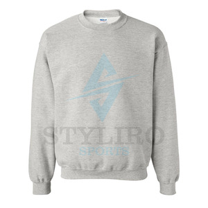 Sweat-shirt de sport vierge personnalisable avec logo, impression par décoloration de qualité, coupe classique, pull-over homme en coton, col rond, couleur unie, pour l'hiver - Product Image 3