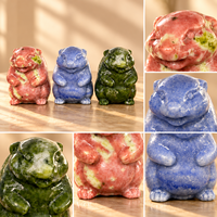 Statuette d'animal mignonne en cristal multi-matériaux sculpté, figurine en pierre précieuse pour la décoration de la maison, du bureau ou comme cadeau