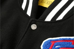 <b>High</b> Quality Winter <b>Top</b> Premium Chenille Embroidery Logo <b>Leather</b> Bomber Jacket Pu <b>Leather</b> Unisex Varsity Jackets Wholesale - Product Image 2
