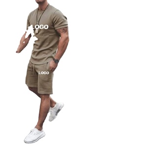 Ensemble t-shirt et short blanc surdimensionné de haute qualité, personnalisable avec logo, pour homme, 2 pièces, été - Product Image 4