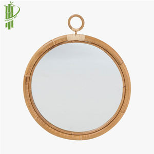 กระจกหวายติดผนังทำมือ หลายขนาด สีธรรมชาติ รูปทรงกลม จากโรงงานในเวียดนาม - Product Image 1