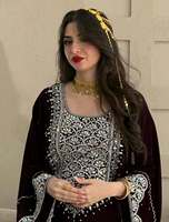 AWAIS HOUSE Kaftan Dubaï Grande Taille Perlé à la Main avec Paillettes Tissu Polyester Georgette Longueur Ras du Sol Manches Longues Léger Musulman